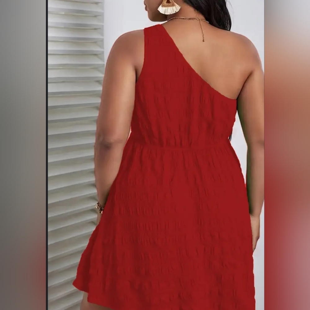 Red One-Shoulder Dress 4x Nwot